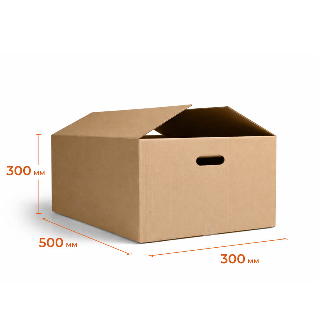 Купить Гофрокороб 500х300х300 мм Т23В бурый с ручками