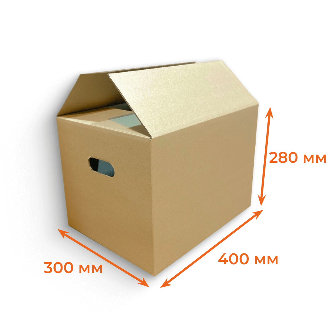 Купить Гофрокороб 400х300х280 мм Т23В бурый с ручками